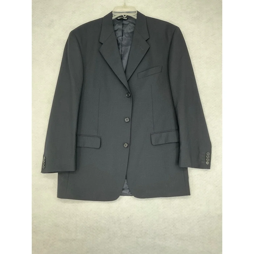Adolfo Blazer Mens 42 R Charcoal Grey Super 120s Wool 3-Button Made in Italy
